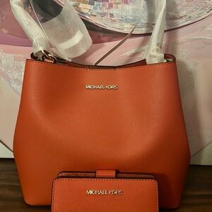 Michael Kors Orange Shoulder Bag with Wallet